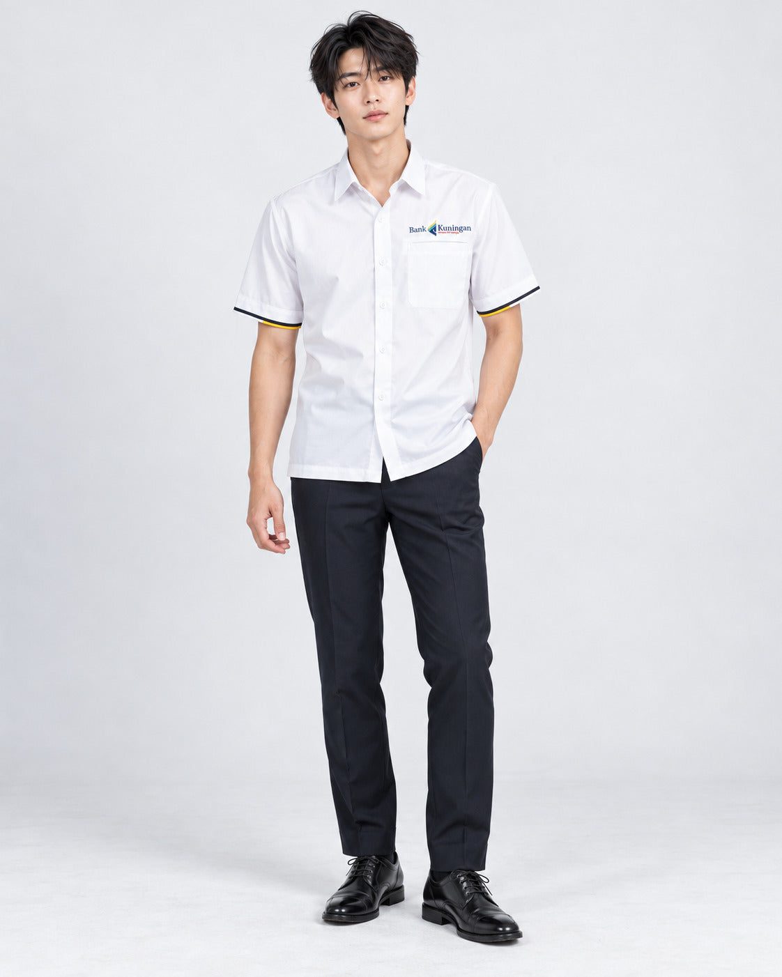 White Short Sleeve Corporate Shirt Bank Kuningan